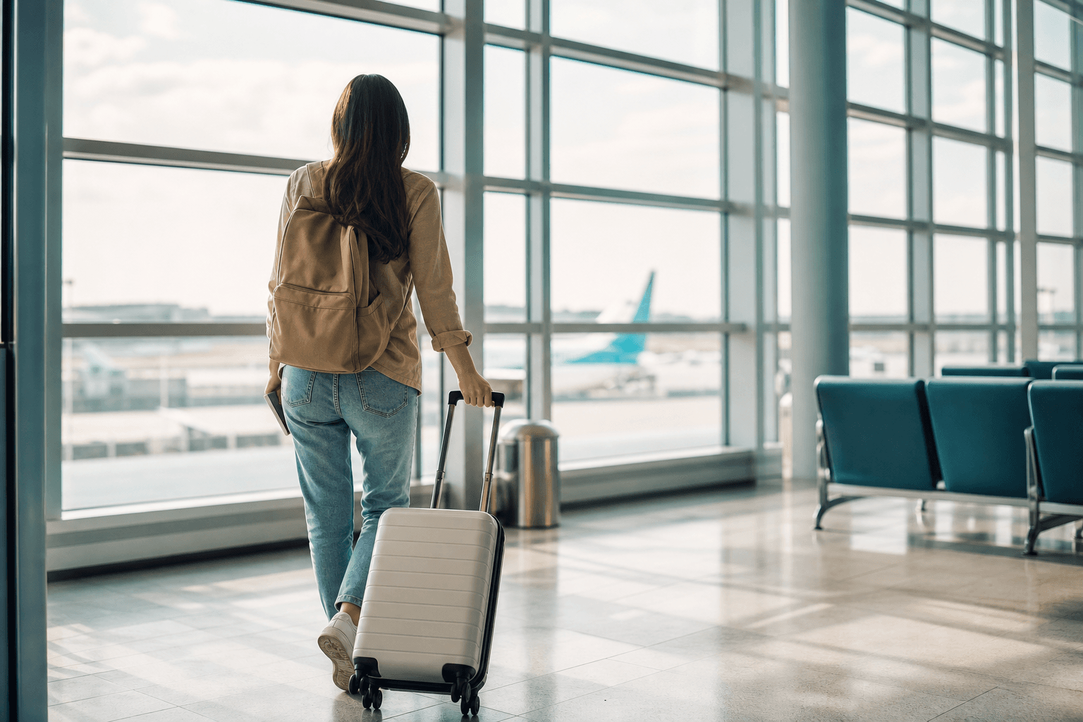 Traveller preparing to depart at the airport